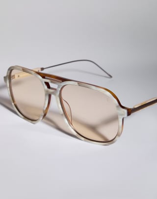 Gafas de sol rectangulares de acetato Panamá / Habana Gafas - Brunello Cucinelli