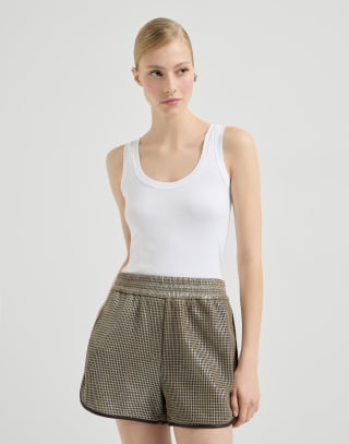 Top aus Rippenjersey Weiß Damen - Brunello Cucinelli