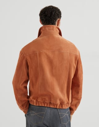 Blouson aus Veloursleder Aprikose Herren - Brunello Cucinelli