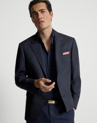 Houndstooth blazer Navy Blue Man - Brunello Cucinelli