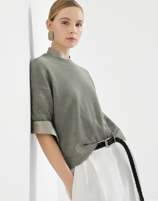 Pull en lin brillant Militaire Femme - Brunello Cucinelli
