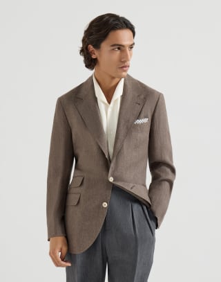 Veste déstructurée en lin Noisette Homme - Brunello Cucinelli