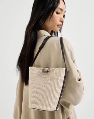 Bolso Sartorial Bucket pequeño Beige Mujer - Brunello Cucinelli