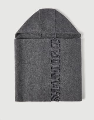 Knit scarf with hood Anthracite Woman - Brunello Cucinelli