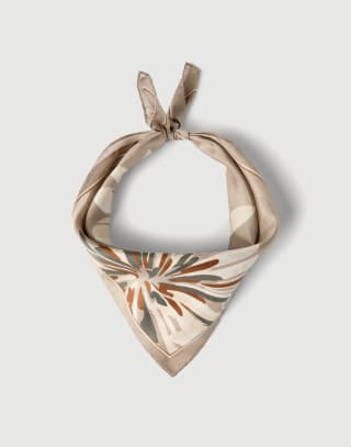 Foulard en pongé Bloom Print Beige Femme - Brunello Cucinelli