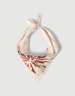Foulard en pongé Bloom Print Beige Femme - Brunello Cucinelli
