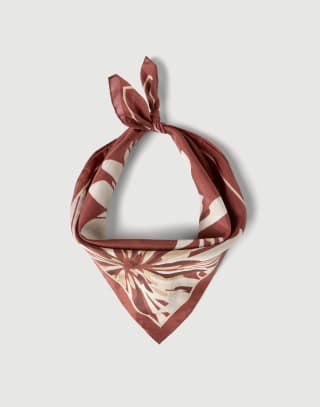 Foulard en pongé Bloom Print Bordeaux Femme - Brunello Cucinelli