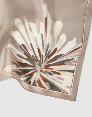 Foulard en pongé Bloom Print Beige Femme - Brunello Cucinelli