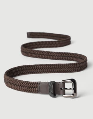 モニーレ付き ブレイデッドベルト ダークブラウン レディース - Brunello Cucinelli