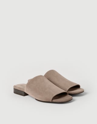 Mules aus Veloursleder Braun Damen - Brunello Cucinelli