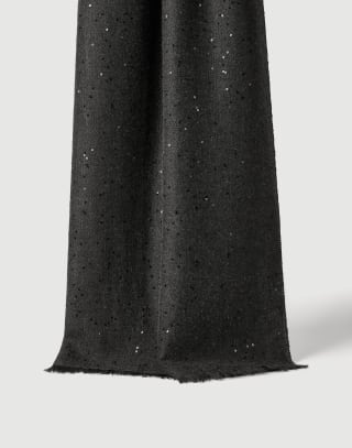 Cashmere and silk Diamond yarn scarf Lignite Grey Woman - Brunello Cucinelli