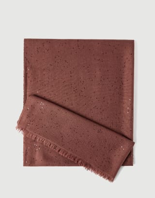 Cashmere and silk Diamond yarn scarf Bordeaux Woman - Brunello Cucinelli