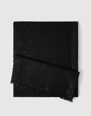 Cashmere and silk Diamond yarn scarf Black Woman - Brunello Cucinelli