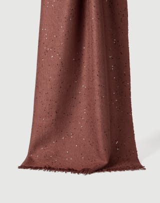 Cashmere and silk Diamond yarn scarf Bordeaux Woman - Brunello Cucinelli