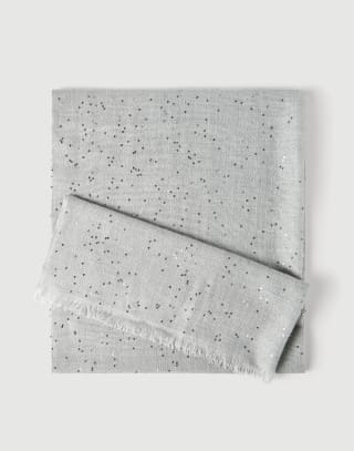 Cashmere and silk Diamond yarn scarf Light Grey Woman - Brunello Cucinelli