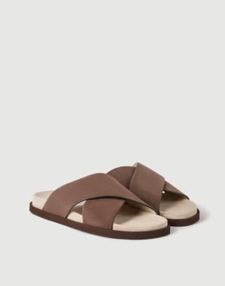 Sandalias slide de piel de ante Barro Hombre - Brunello Cucinelli