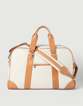 Grained calfskin street bag Ivory Man - Brunello Cucinelli