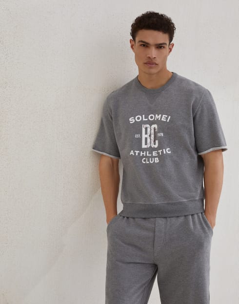 Smooth cotton French terry sweatshirt Medium Grey Man - Brunello Cucinelli