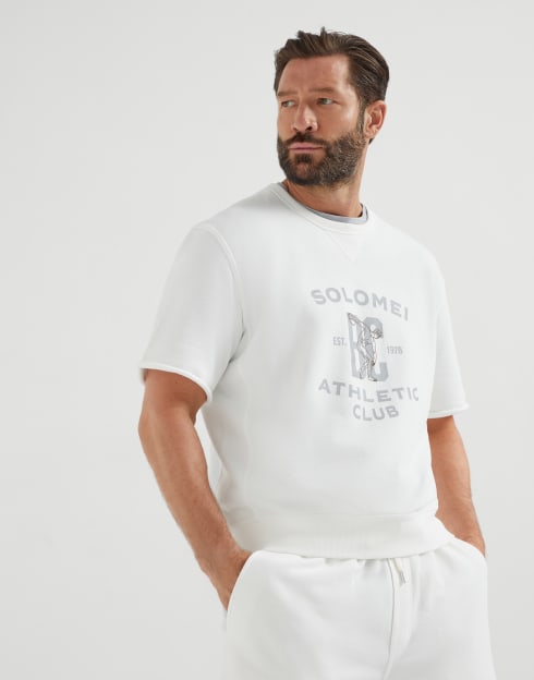 Smooth cotton French terry sweatshirt Off-White Man - Brunello Cucinelli