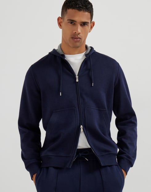 Double cloth sweatshirt Cobalt Man - Brunello Cucinelli