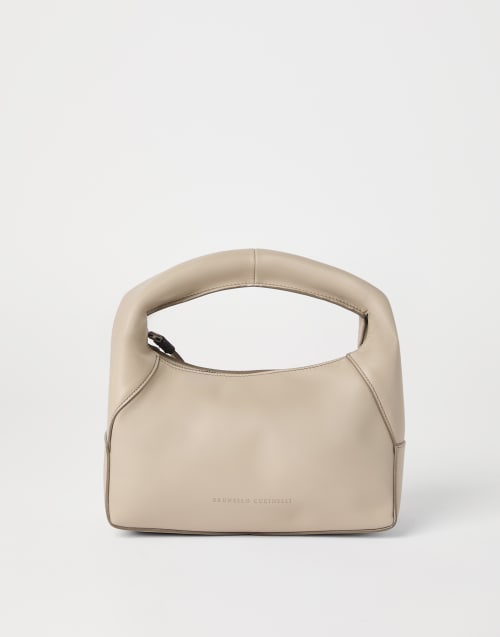 Bolso Hobo BC Duo pequeño, piel de becerro Arena Mujer - Brunello Cucinelli
