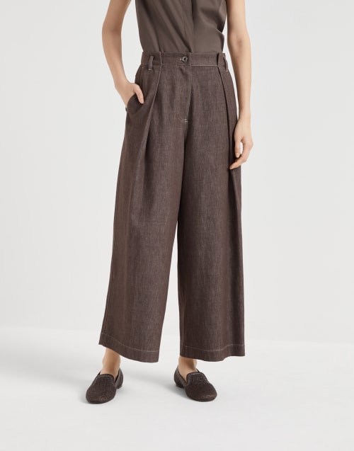 ブルネロクチネリ　デニムパンツ　ロゴ刺繡　ロゴパッチ　サイズ46　ブラウン BRUNELLO CUCINELLI(ブルネロクチネリ) デニム・ジーパン(メンズ