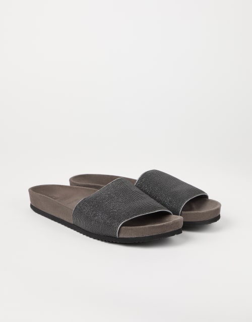 サンダル・ミュール BRUNELLO CUCINELLI Women Sandals MZSKC2983LE C101 BLACK Brunello Cucinelli - Black Leather Monili Thong Sandal