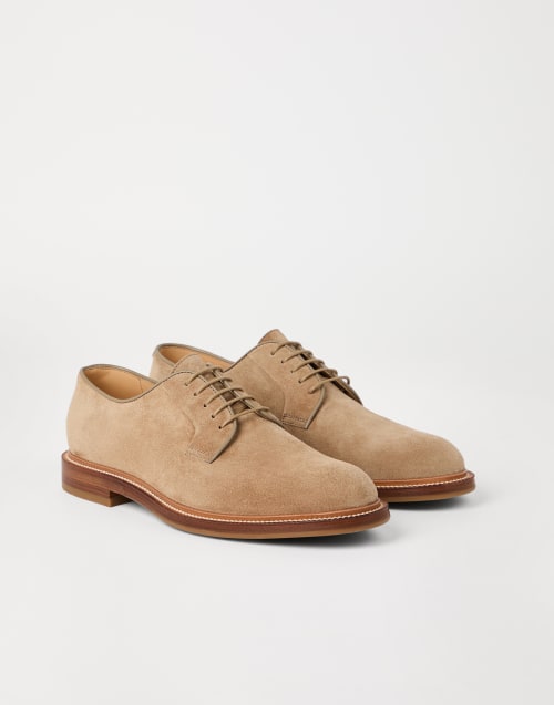 Brunello Cucinelli ウォッシュドディアスキンダービーシューズ メンズ レースアップシューズ | Brunello Cucinelli