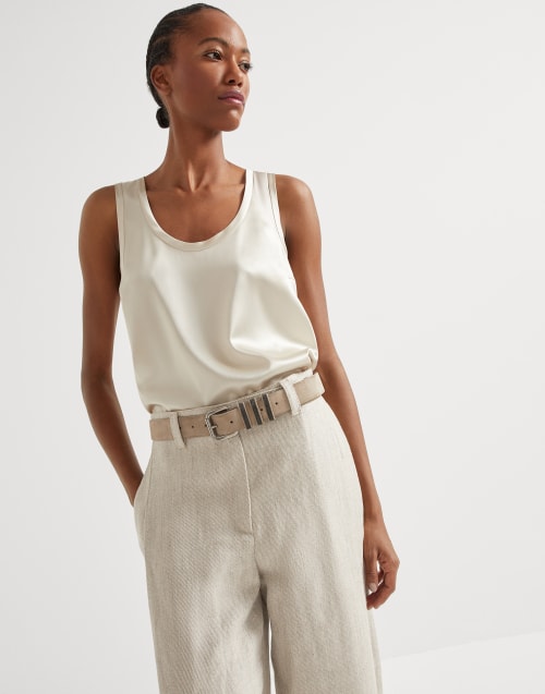 ブルネロクチネリ シルク テーラードジャケット レディース Lサイズ ベージュ BRUNELLO CUCINELLI(ブルネロクチネリ) シルクリネンダブル