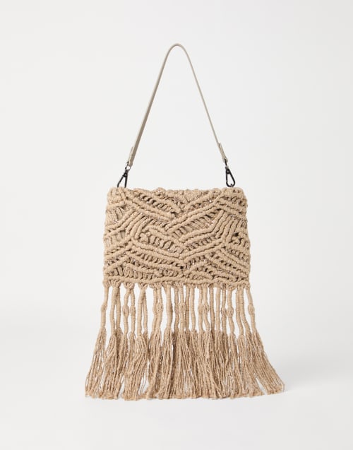 Bolso OPERA Dazzling Macramé Beige Mujer - Brunello Cucinelli