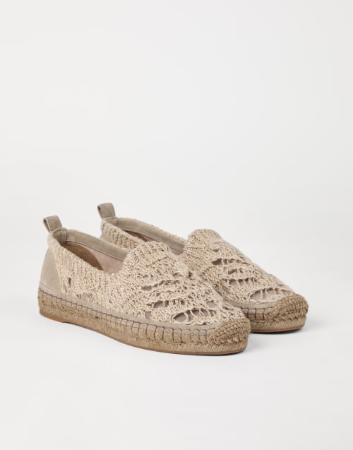 Alpargatas Foliage Lace Marrón Claro Mujer - Brunello Cucinelli