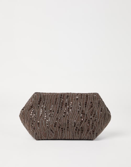 Borsa Pouch Abstract Embroidery Caffé Donna - Brunello Cucinelli