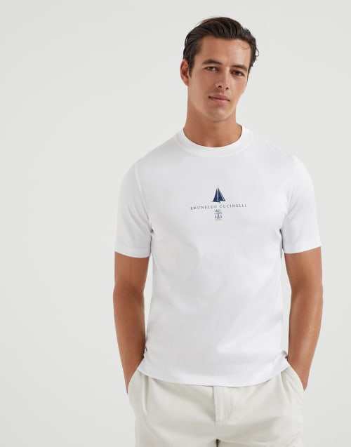T-shirt with print White Man - Brunello Cucinelli
