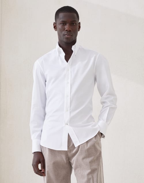 Button-down collar shirt White Man - Brunello Cucinelli