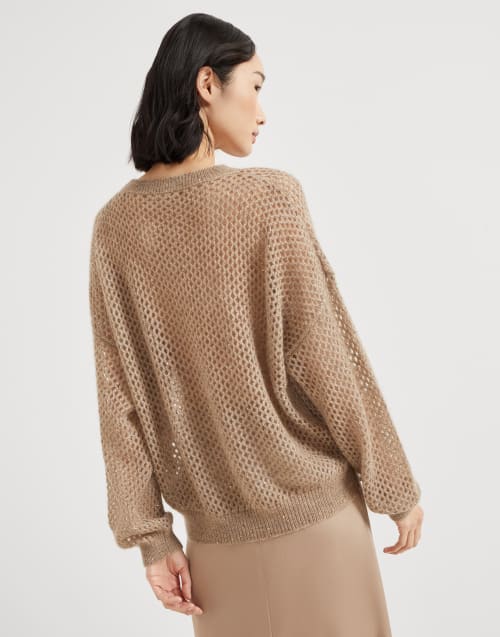 Dazzling Mesh sweater Hazelnut Woman - Brunello Cucinelli