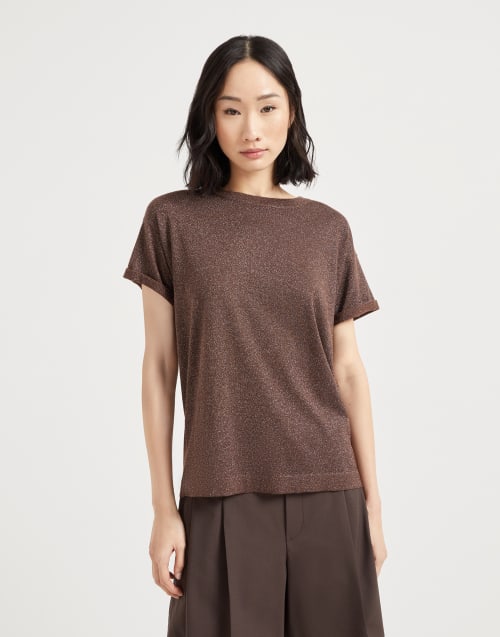 Cashmere and silk lightweight sweater Cocoa Woman - Brunello Cucinelli