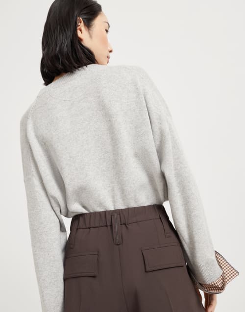 Formal shorts with monili Cocoa Woman - Brunello Cucinelli