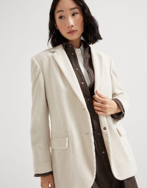 タグ付き BRUNELLO CUCINELLI レザージャケット リブニット コート、オーバーコート、レザージャケット、軽量ダウン