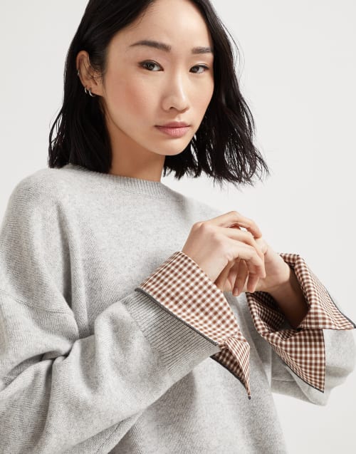 Cashmere sweater with monili Pebble Woman - Brunello Cucinelli