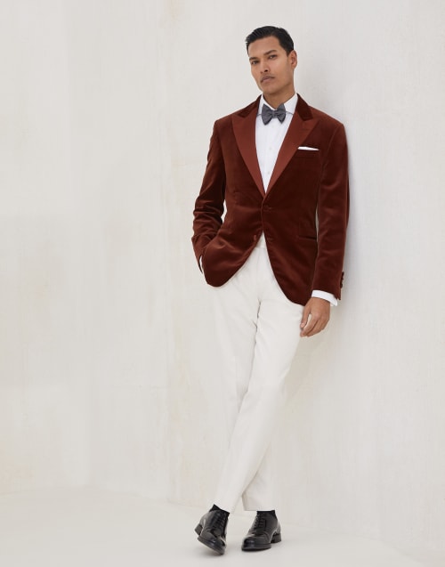 プリーツ入り タキシードトラウザーズ ミルク メンズ - Brunello Cucinelli