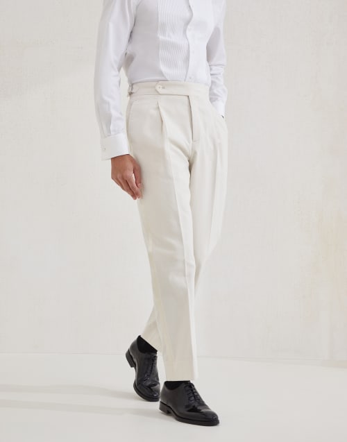 Tuxedo trousers with pleats Milk Man - Brunello Cucinelli
