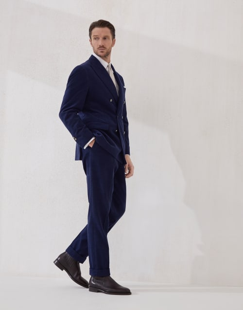 天鹅绒小西装套装 蓝宝石色 男款 - Brunello Cucinelli