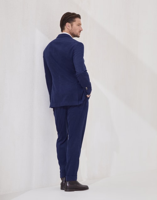 天鹅绒小西装套装 蓝宝石色 男款 - Brunello Cucinelli
