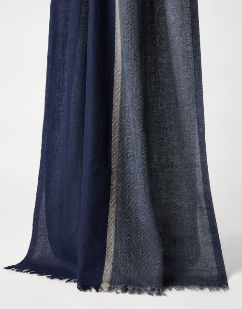 Cashmere and silk scarf Marine Man - Brunello Cucinelli