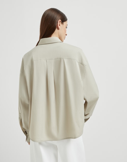Stretch poplin shirt Cool Beige Woman - Brunello Cucinelli