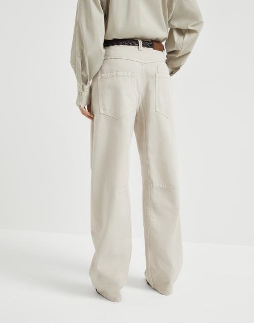 Curved Soft trousers Cool Beige Woman - Brunello Cucinelli