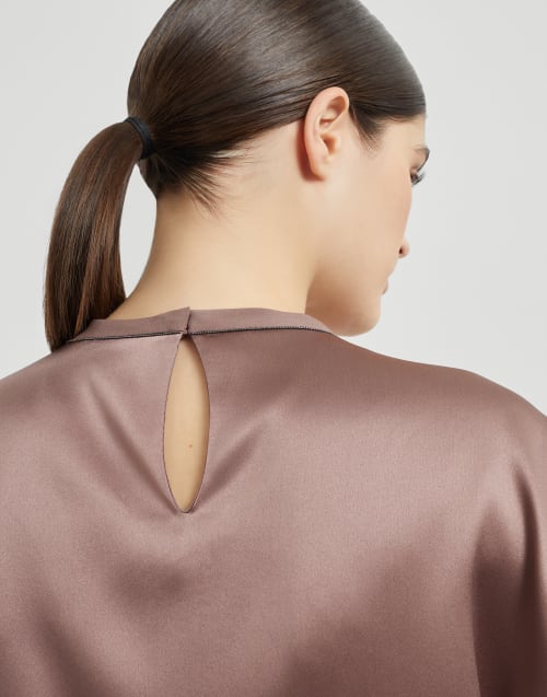 Tee-shirt en satin Chocolat Femme - Brunello Cucinelli