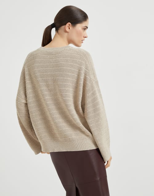 Cotton Diamond yarn sweater Warm Beige Woman - Brunello Cucinelli