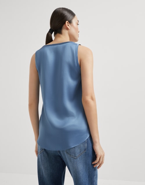 Satin top Oxford Blue Woman - Brunello Cucinelli