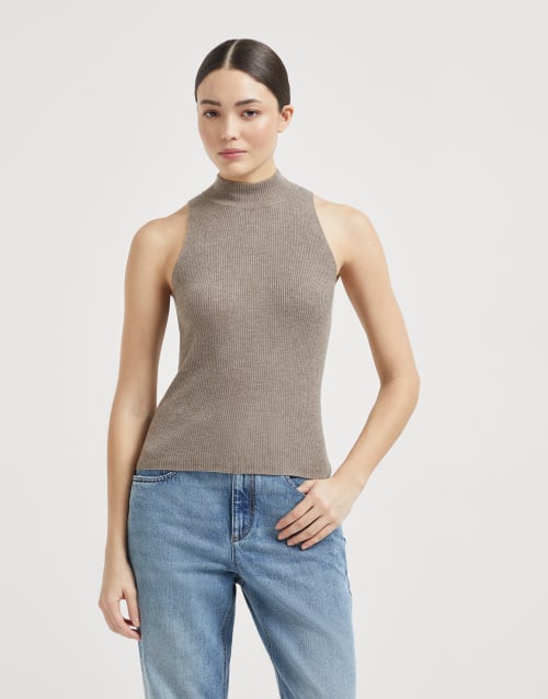 Cashmere knit top Light Brown Woman - Brunello Cucinelli